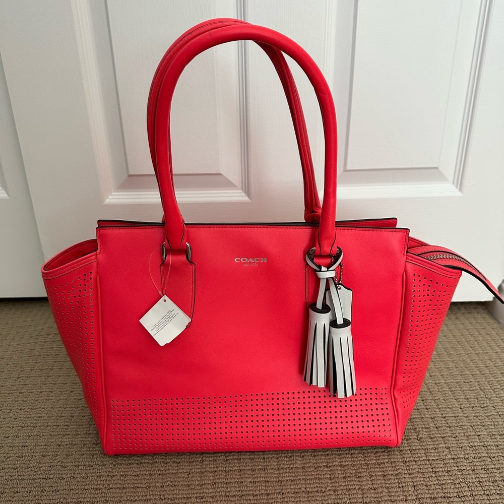 NEW COACH LEGACY 22390 PERFORATED Leather CANDACE CARRYALL ~WATERMELON